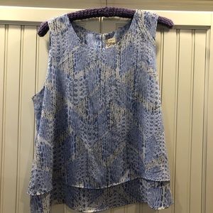 Blue and white blouse tank